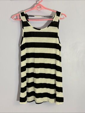 Black and white Striped Ribbed Tank Dress